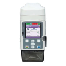 IV PCA pump for morphine delivery, displaying dosage settings and controls for home or clinical use