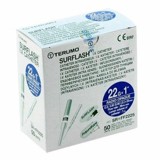 Catheter IV Surflash 22g X 1in Polyurethane Blue - (50/Box)
