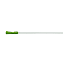 Urethral catheter 12FR Nelaton male with green connector on white background