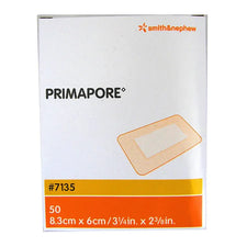 Primapore sterile adhesive wound dressing box, 8.3cm x 6cm, pack of 50, for medical care