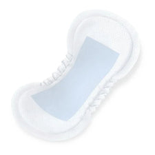 Moderate absorbency bladder control pad with contoured shape for incontinence protection