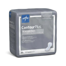 ContourPlus bladder control pads package, super absorbent, odor protection, 28 count