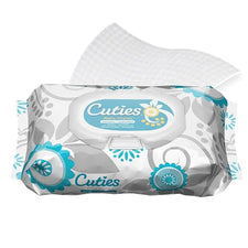 Cuties premium baby wipes pack unscented for sensitive skin, floral design package