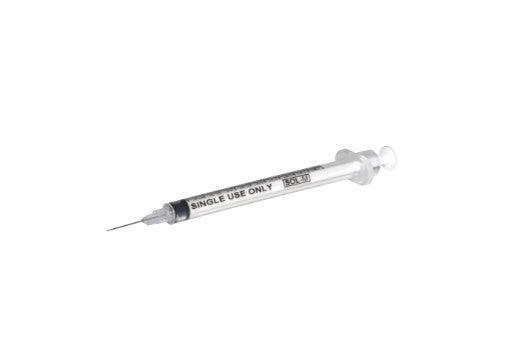 1mL | 27G x 1/2" SOL-M Safety Syringe with Fixed Needle | 100/box | 181027