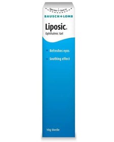 Lipositic ophthalmic gel box 10g for dry eyes, sterile eye care product, blue packaging
