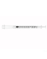 Sterile insulin syringe with clear barrel and measurement markings for medical use