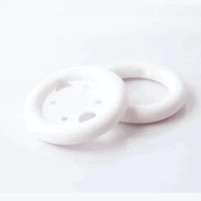 Pair of white foam dressing change rings for medical wound care