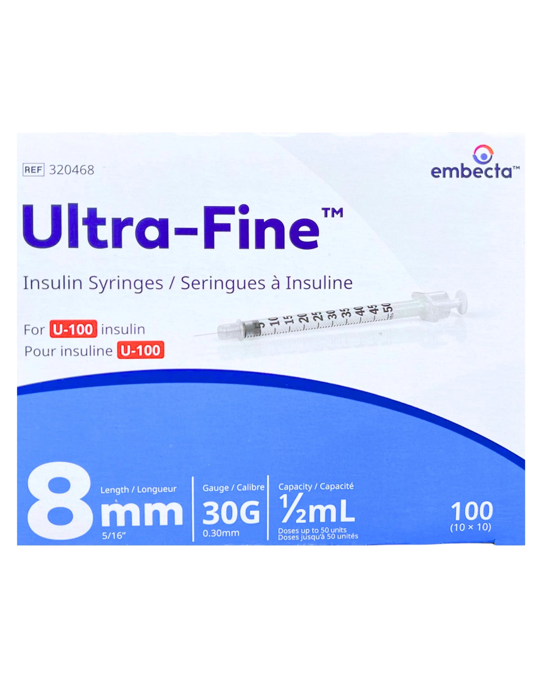 0.5mL | 30G x 8mm BD / Embecta Ultra-Fine Insulin Syringes | 320468