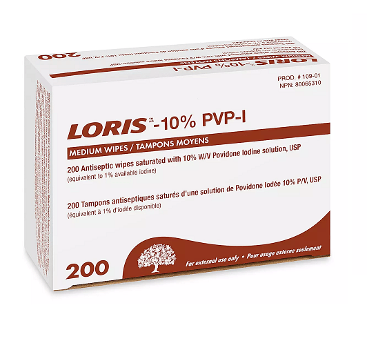 Loris Povidone Iodine 10% Antiseptic Wipes | 200/box | 109-01
