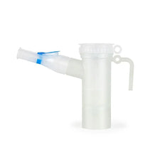 Disposable plastic nebulizer kit for respiratory therapy on white background