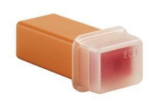 Orange plastic medical supply container with a translucent lid, used for safe storage