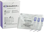 GluStitch wound closure kit with box, sterile ampoules, and medical packaging