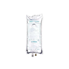 Sterile IV solution bag with measurement markings, used for medical infusion therapy