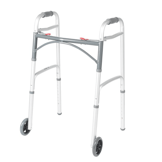Deluxe Folding Walker Two Button with 5" Wheels Adult