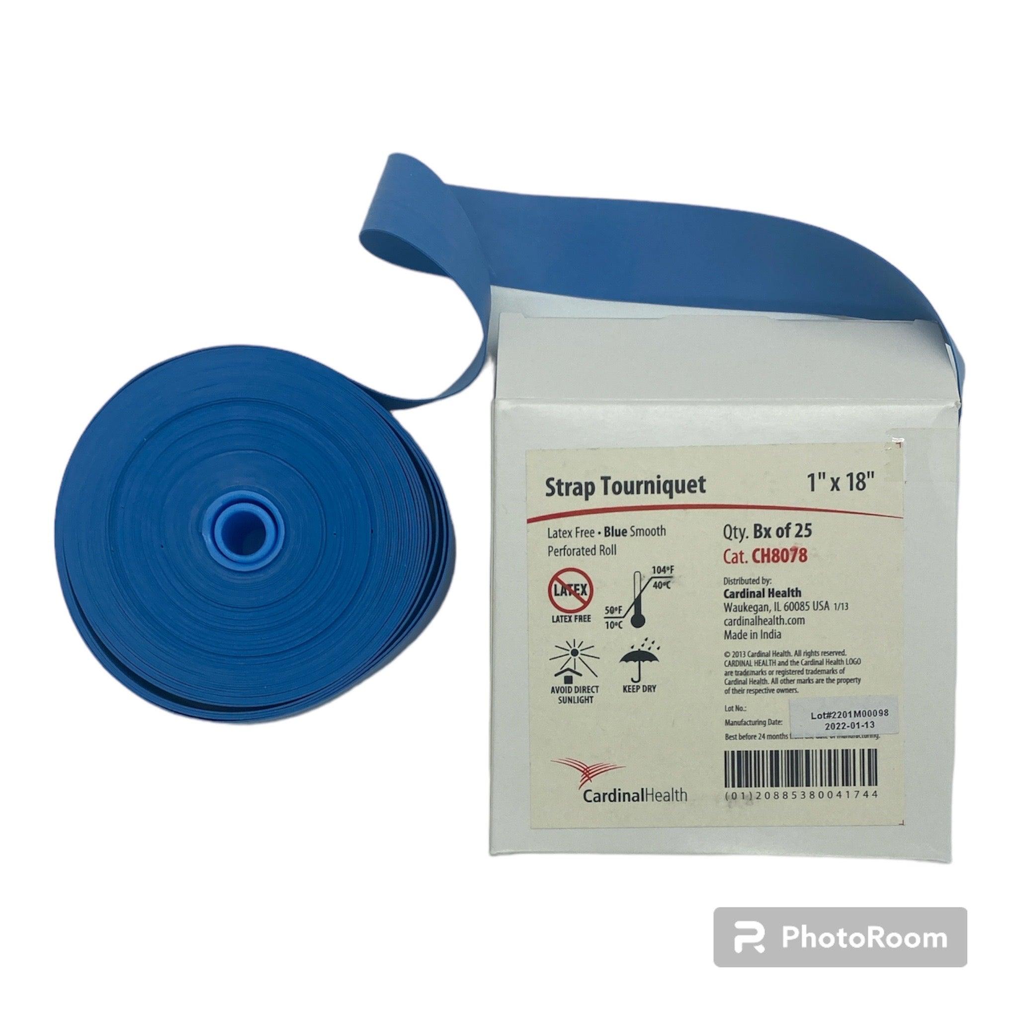 Disposable Tourniquets - Disposable Strap Tourniquet, Smooth Texture, Nonsterile, Blue, 1" x 18"