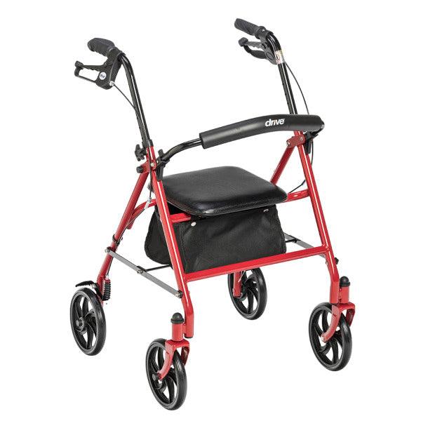 Durable 4 Wheel Rollator with 7.5" Casters - Red