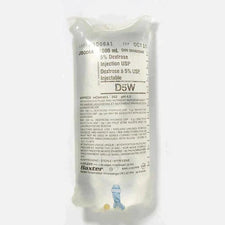 D5W 5% dextrose IV solution bag for injection, sterile medical supply