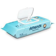 Attends washcloths pack open, 72 XL disposable wipes for personal or home care hygiene