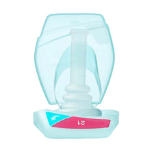 Silicone breast pump shield in transparent case, size 21mm, home care medical supply