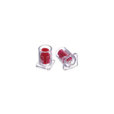 Clear needleless IV connector caps with red seal for medical and home care use