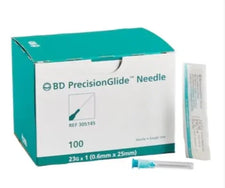 BD PrecisionGlide needle box 23G x 1, sterile medical needles, single use, 100 count
