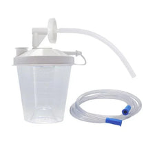 Clear medical suction canister with tubing for respiratory and home care applications