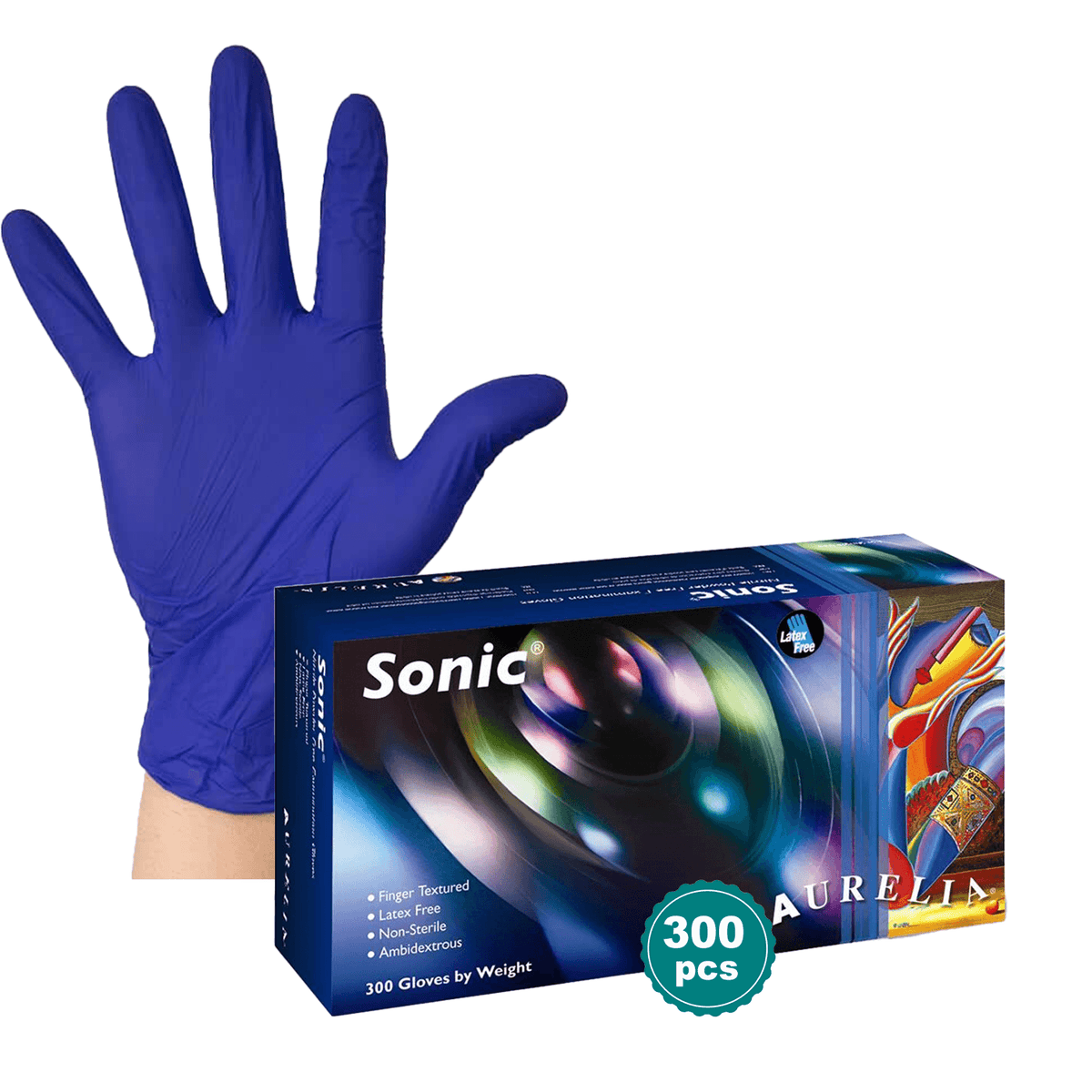 Aurelia Sonic Nitrile Exam Gloves - Cobalt Blue (2.2 mil) 