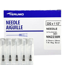 Terumo 22G 1.5 inch hypodermic needles, 0.70mm x 38mm, sterile medical supplies