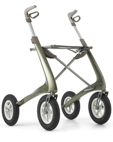 Lightweight aluminum rollator walker with large wheels for mobility support