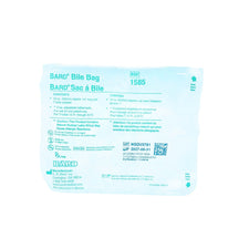 Sterile BARD bile bag medical supply packaging, latex caution, 562mL T-tube adapter, single use