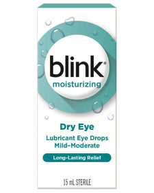 Blink moisturizing dry eye lubricant eye drops box, 15ml, for mild to moderate dry eye relief