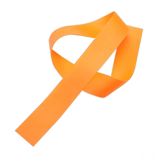 Orange exercise resistance band for physical therapy and fitness training