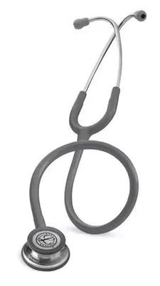 Gray medical stethoscope for home care, nursing, and respiratory use on white background