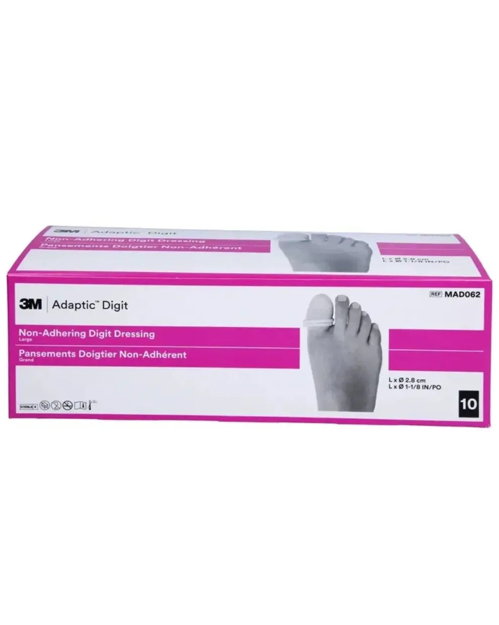 3M Adaptic Digit non-adhering digit dressing box for finger or toe wound care, 10 count