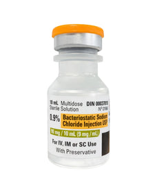 Pfizer 0.9% Bacteriostatic Sodium Chloride Injection 10mL DIN 00037818