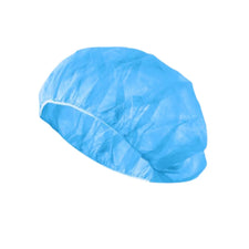 Disposable blue bouffant cap for medical or home care hygiene protection