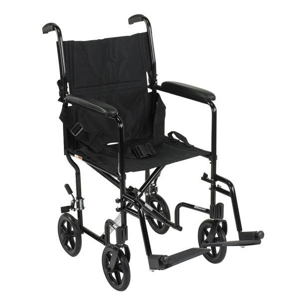 Lightweight Transport Wheelchair, 17" Seat, Black