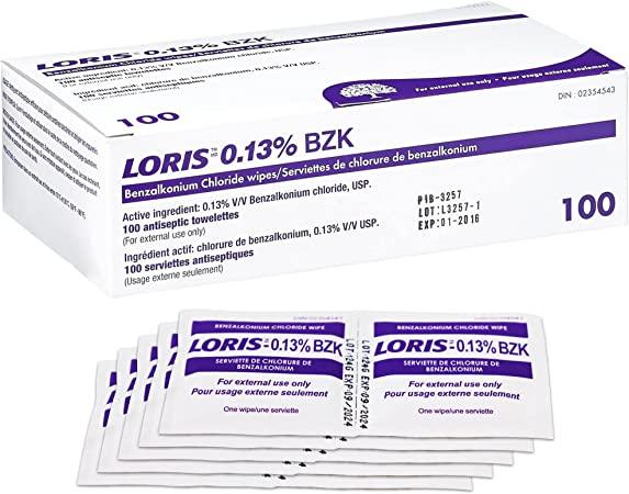 Loris 0.13% Benzalkonium Chloride Antiseptic Towel Wipes