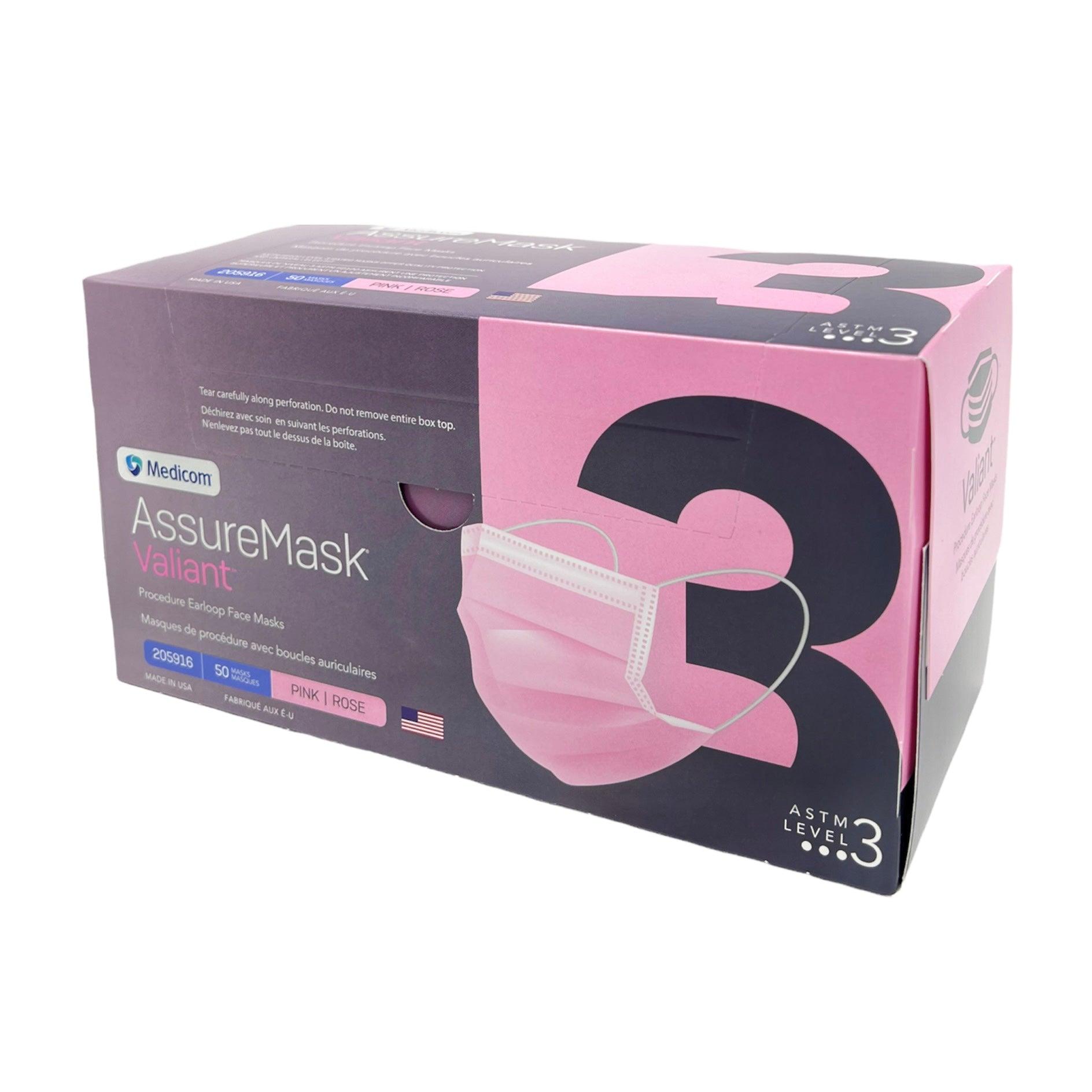 Medicom Assure Mask Valiant Face Masks - ASTM Level 3 (50pcs/Box) - Pink