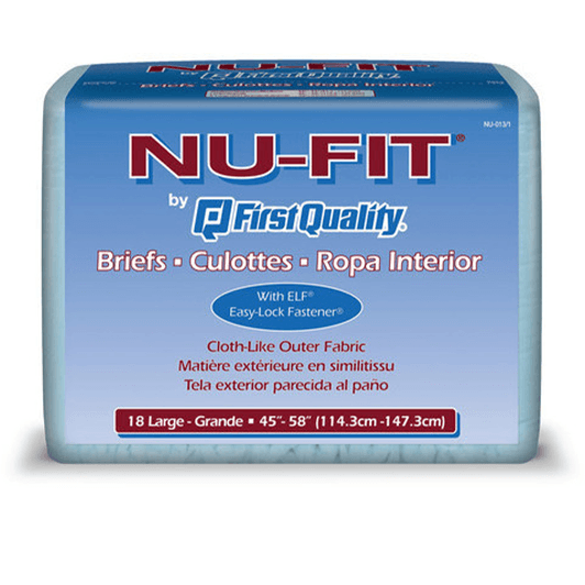 Nu-fit® By First Quality® Briefs Fqp Nu-fit Large 45-58in Blue Case of 4 X 18s