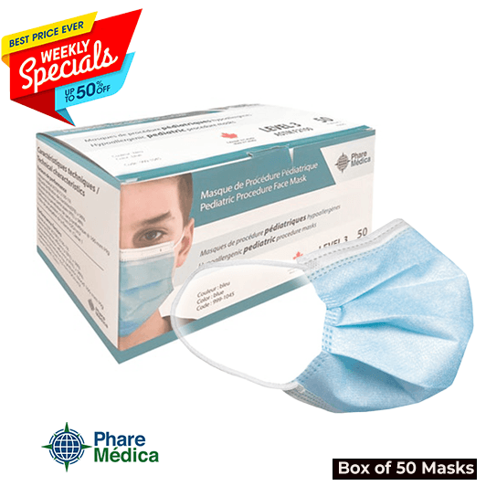 Phare Medica Kids Face Mask ASTM Level 3 - Blue for (4-12 yrs), ( 50 pcs/box)
