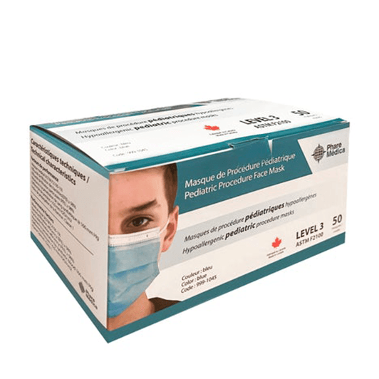 Phare Medica Kids Face Mask ASTM Level 3 - Blue for (4-12 yrs), ( 50 pcs/box)