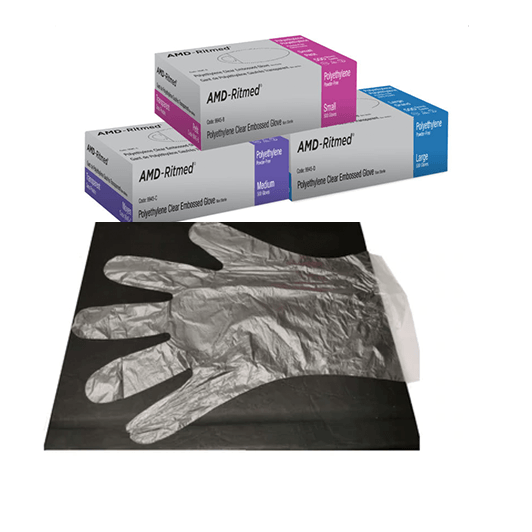 Polyethylene - Clear Embossed Glove - by AMD Ritmed Medicom (500/box)