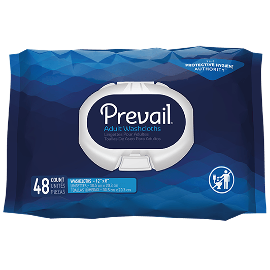 Prevail Adult Disposable Washcloths 12" x 8" (48 counts/pack)