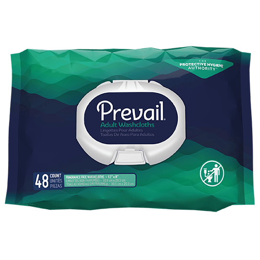 Prevail Adult Fragrance Free Disposable Washcloths 12" x 8" (48 counts/pack)