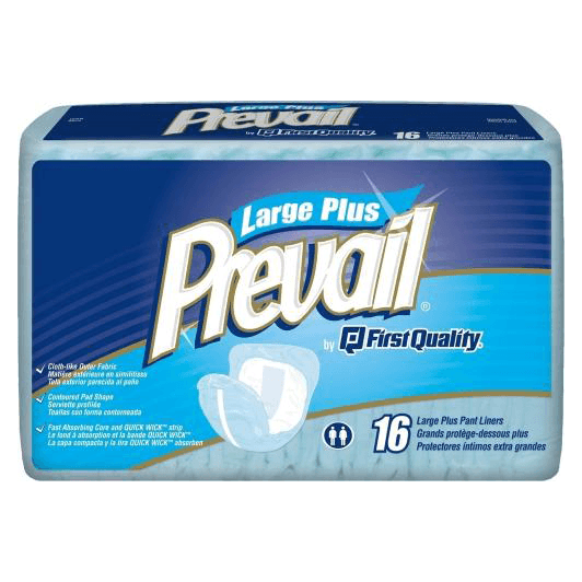 Prevail® Pant Liners Pad Incontinence Prevail Large Plus Elastic 13 X 28in Blue Case of 6 X 16s - PL-113/1