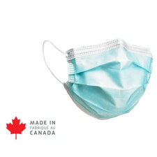 Blue pediatric ASTM Level 1 disposable face mask with earloops, made in Canada