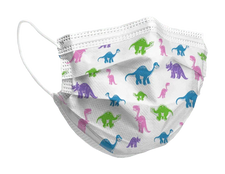 Kids face mask with colorful dinosaur print, disposable, three-layer protective mask