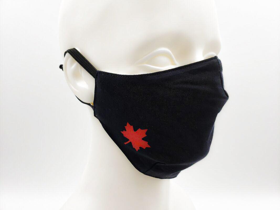 PureMajic Black 100% Cotton Cloth Mask with Maple leaf