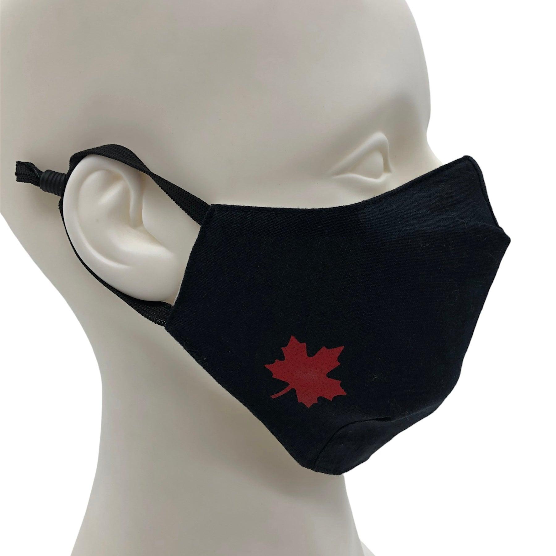 PureMajic Black 100% Cotton Cloth Mask with Maple leaf